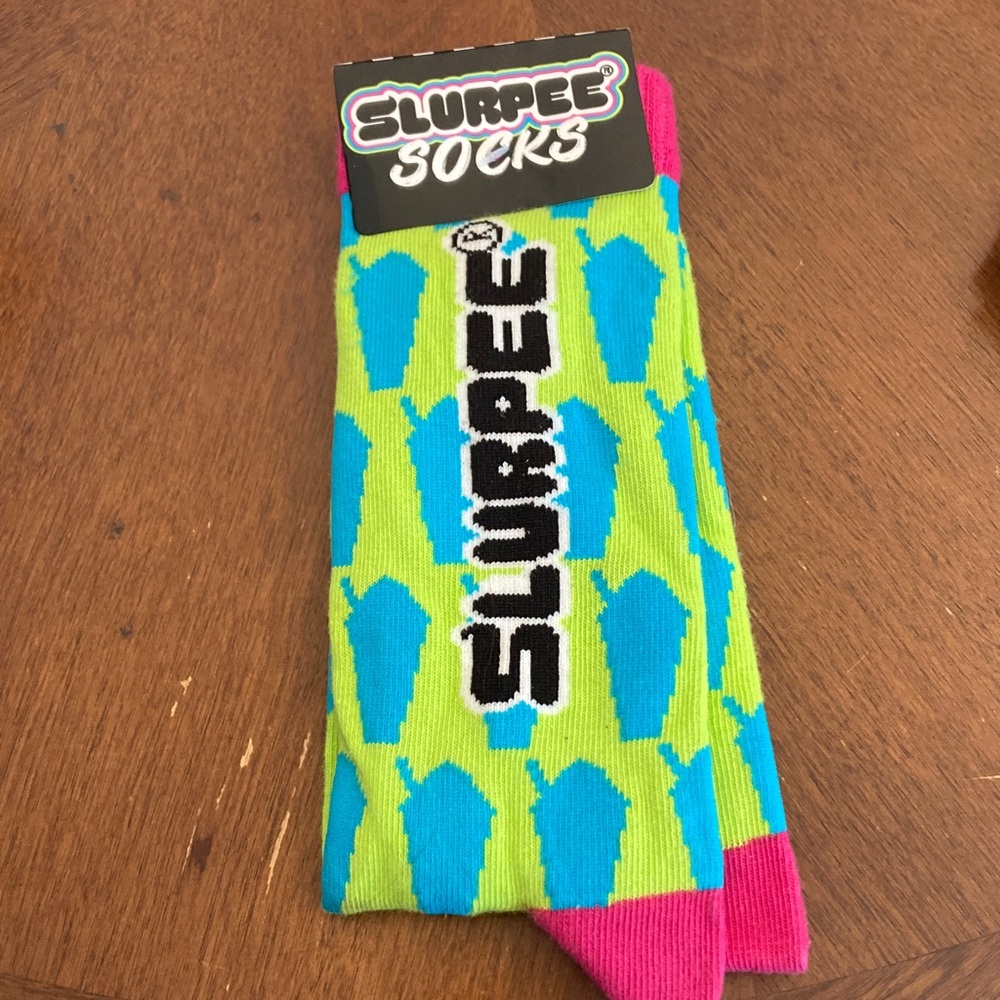 4/$20 bundle and save 
Slurpee Socks - Vibrant Green and Pink